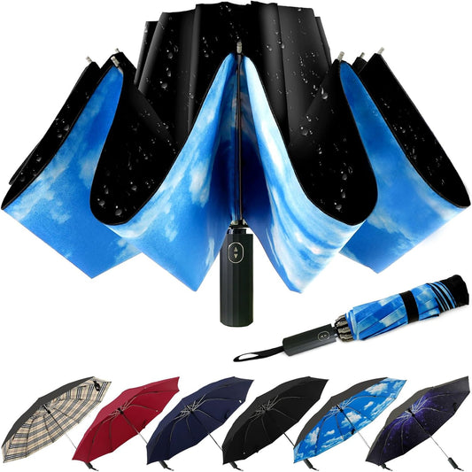 LLanxiry Compact Travel Umbrella, Mini Windproof Umbrellas for Rain & Sun, Small Lightweight Outdoor UV Umbrella, Portable Folding Umbrellas for Travel