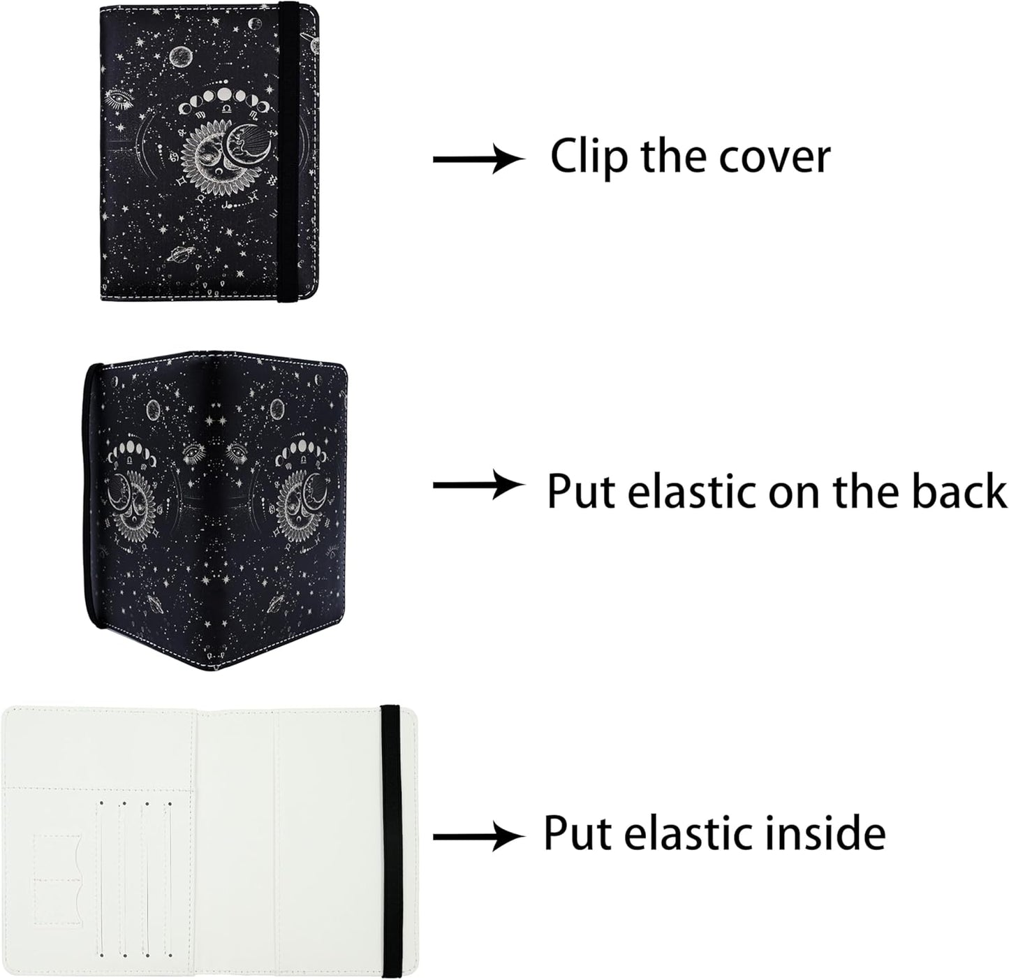 Passport Holder for Women and Men PU Leather Passport Cover for Travel (Sun Moon)