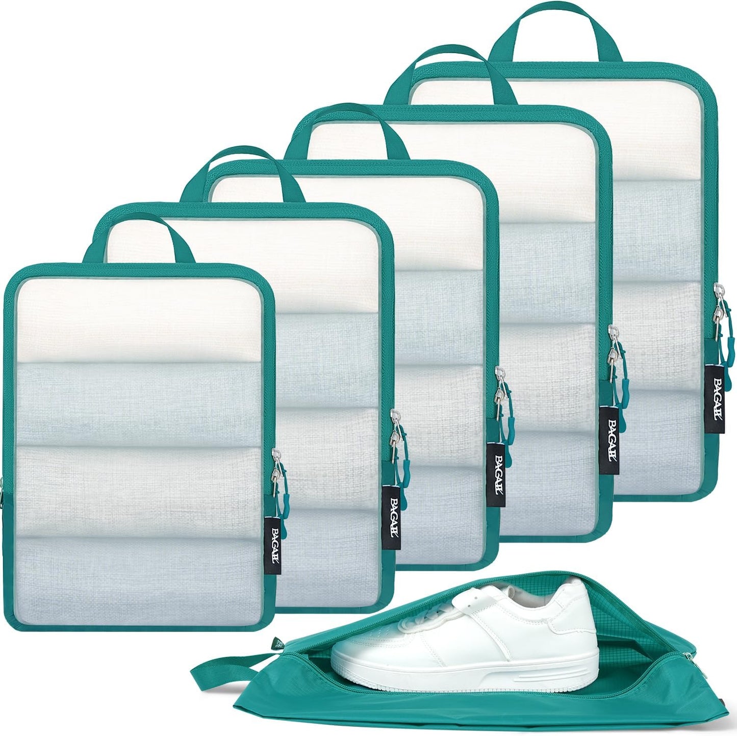 BAGAIL 6 Set Ultralight Compression Packing Cubes Packing Organizer for Travel Accessories Luggage Suitcase Backpack