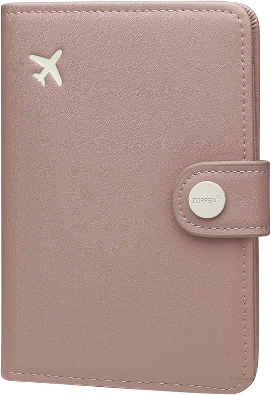 ZOPPEN Passport Holder Women, Passport Cover Travel Wallet Rfid Blocking Passport Wallet Cover Case Travel Essentials Document Organizer, Dusty Pink