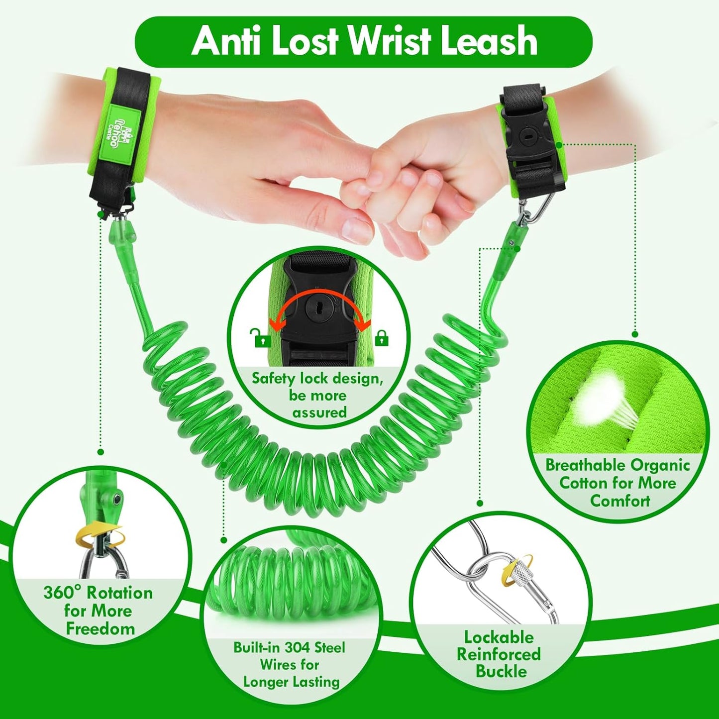 Lehoo Castle Toddler Leash for 1-5 Years, Baby Safety Harness for Boys with Anti-Lost Key Lock & Adjustable Strap, 3-in-1 Wrist Leash and Kids Backpack Harness for Walking Travel (Dinosaur)