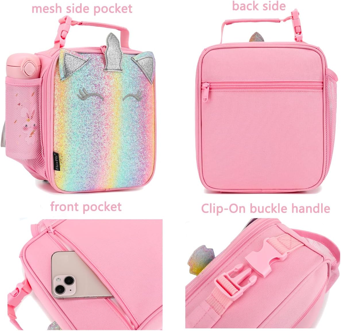 FlowFly Kids Lunch box Insulated Soft Bag Mini Cooler Back to School Thermal Meal Tote Kit for Girls, Boys, Smile