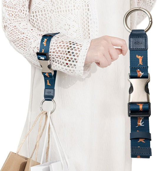 Travel Carry Strap with Ring Hooks, Buckle, Add-a-Bag Luggage Strap, Adjustable Bag Holder, Travel Clip for Carry-on Bags