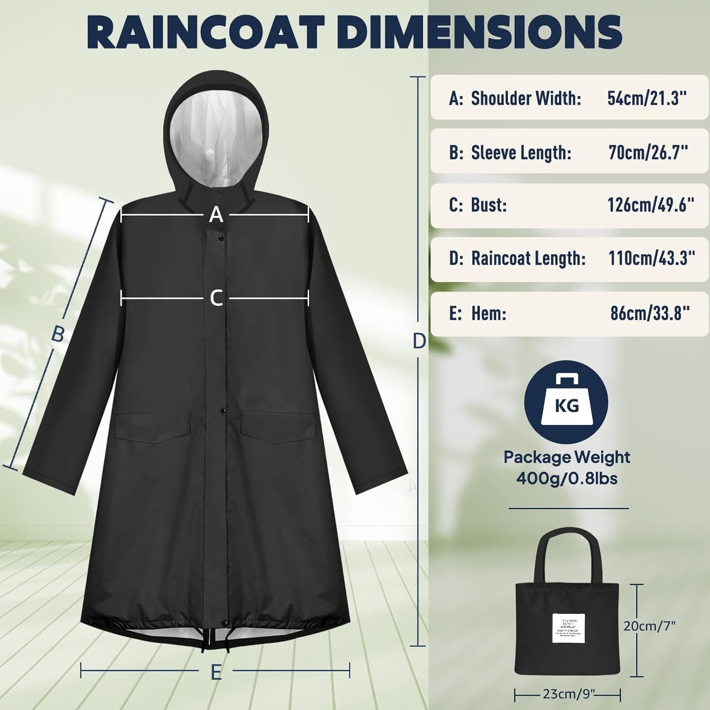 ANYOO Waterproof Rain Poncho Lightweight Reusable Hiking Hooded Coat Jacket for Outdoor Activities