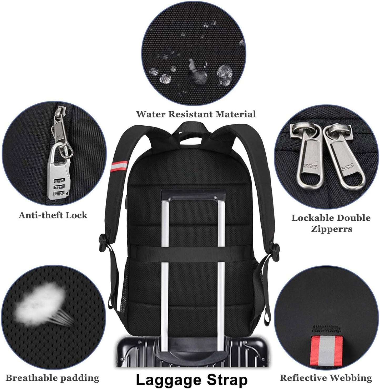 Laptop Backpack for Men, Large Anti-Theft Business Travel Backpack with USB Charging Port, Water Resistant College Computer Bag for Men/Women for 17 Inch Laptop and Notebook
