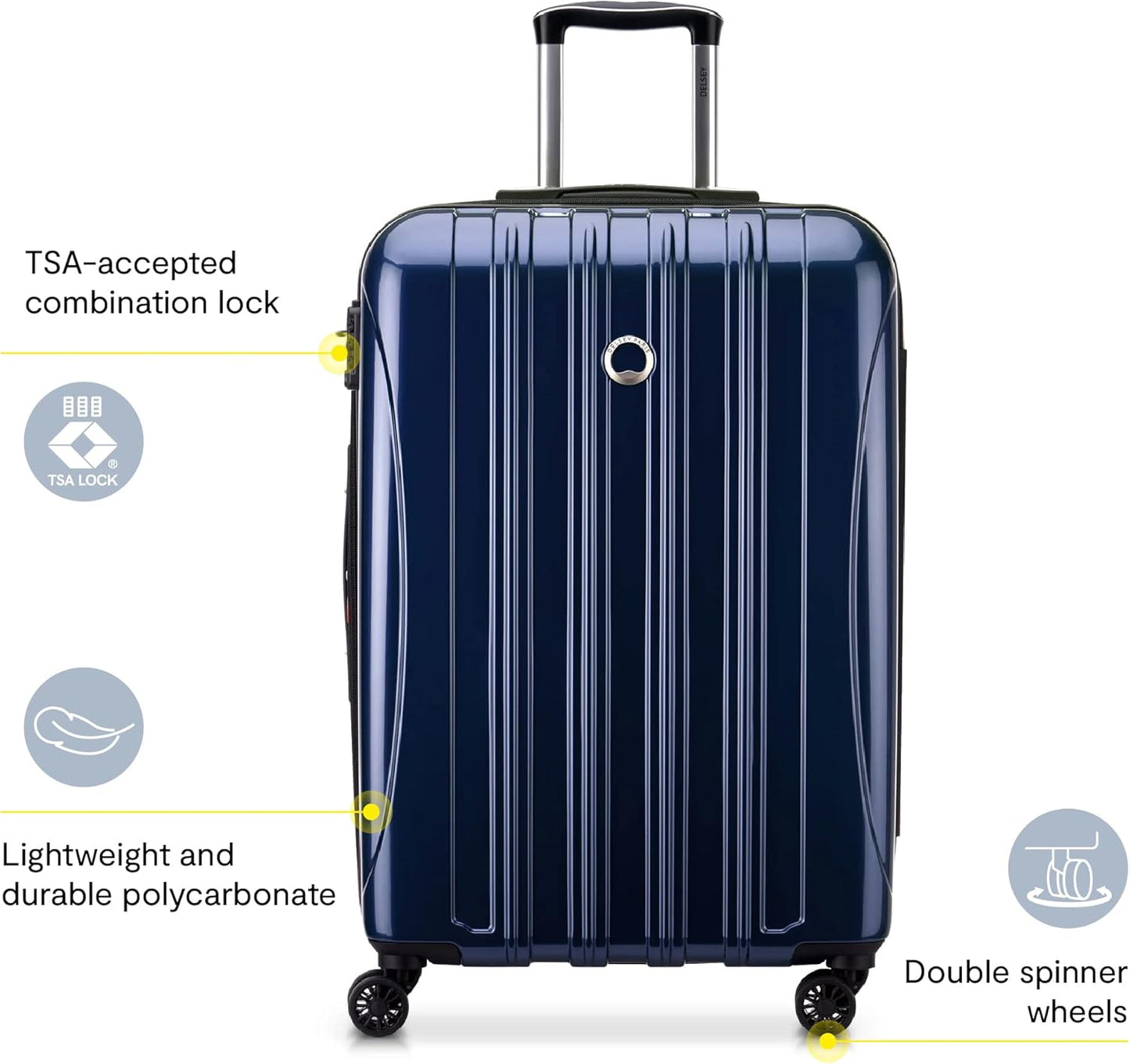 DELSEY PARIS Helium Aero Hardside Expandable Luggage with Spinner Wheels, Metallic Green, Carry-On 21 Inch