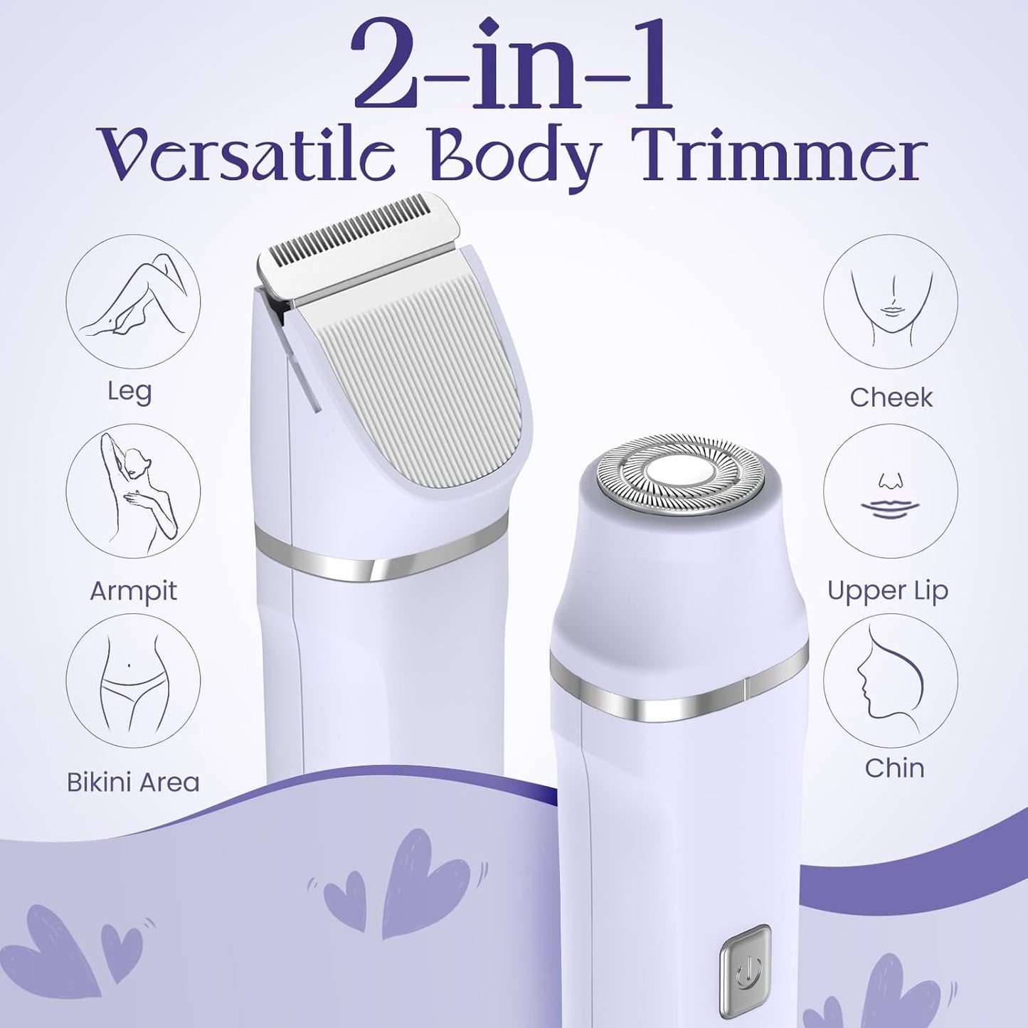 Electric Razors for Women - Wet/Dry Womens Electric Shaver for Bikini/Pubic Hair/Face/Legs/Intimate Area, epilators Hair Removal with Dock Charging, Christmas Gifts & Stocking Stuffers (Purple)