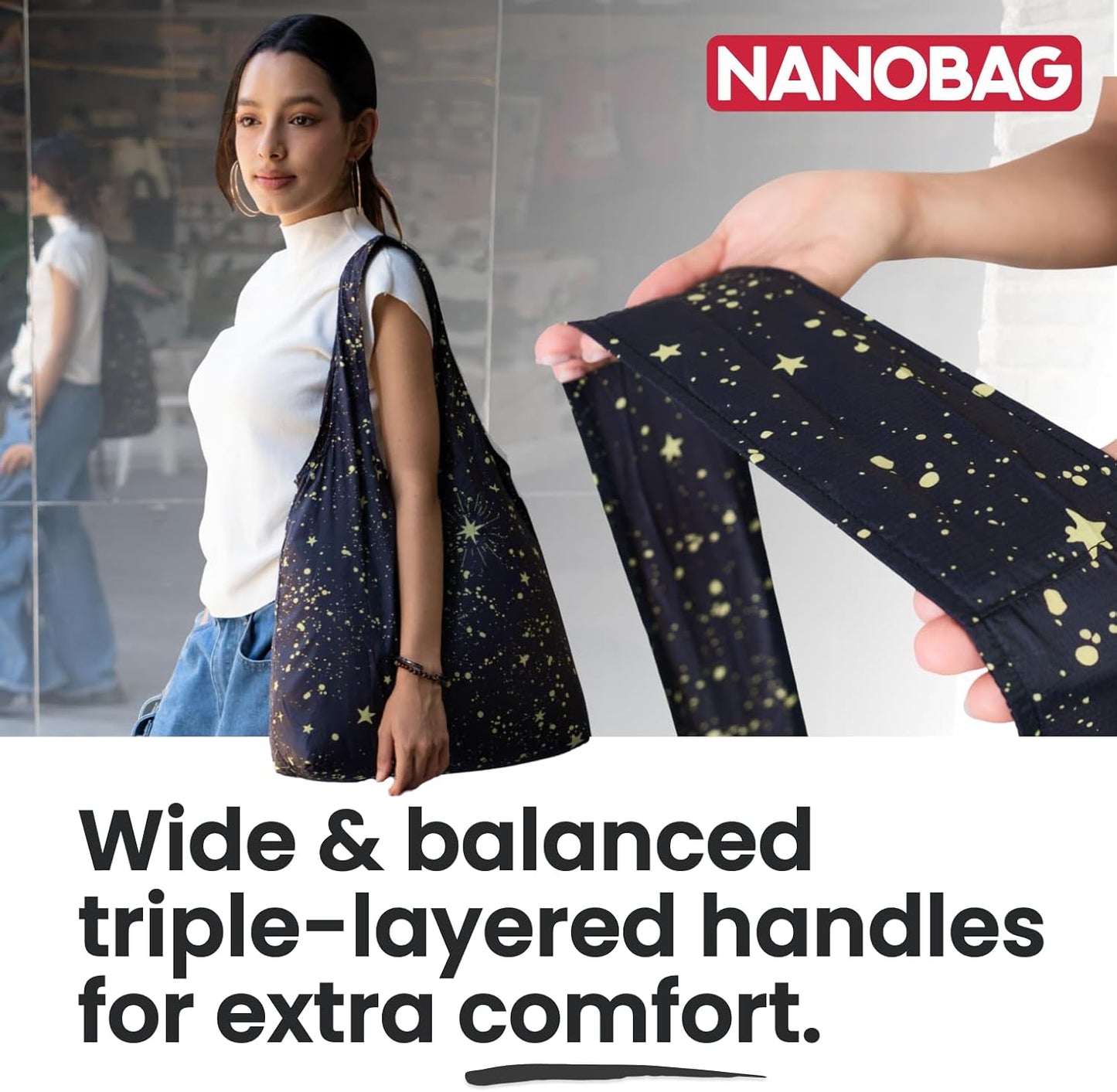 Nanobag Ultra-Lightweight Foldable Sling for Women & Men, Reusable Grocery & Travel Bag, Packable Collapsible Compact Market Crossbody (Sling Forest)