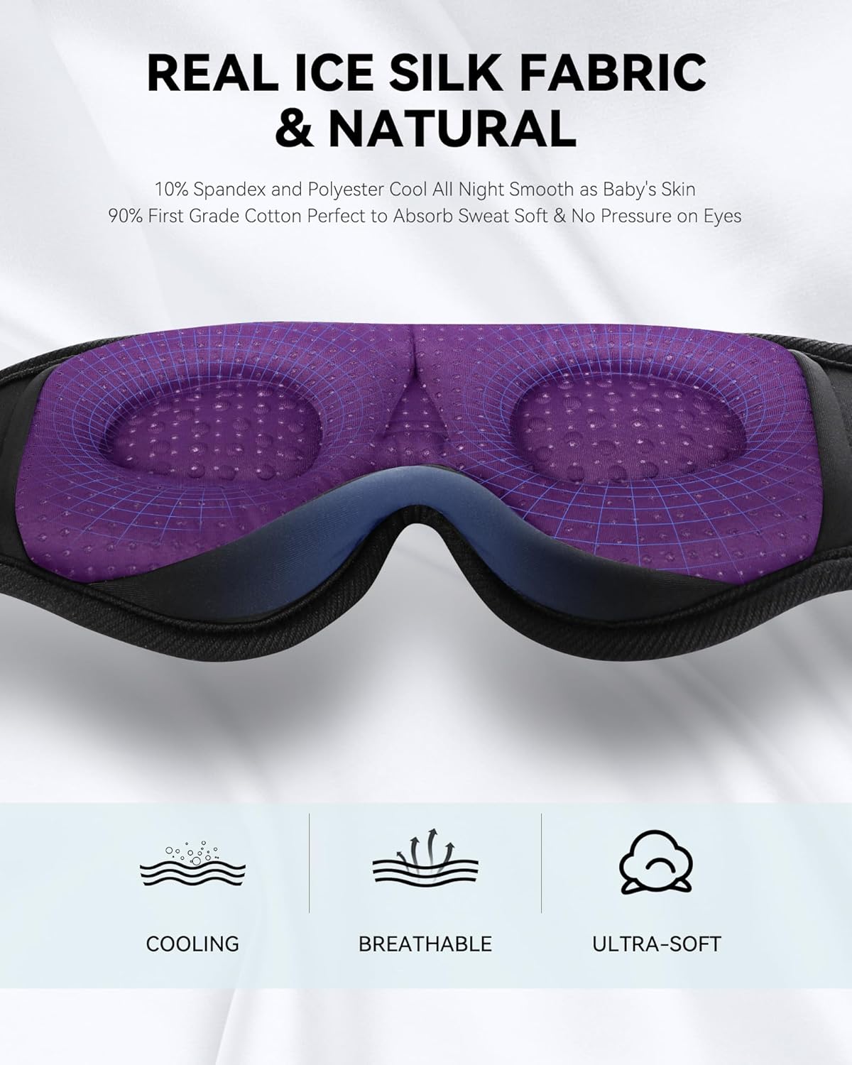 MUSICOZY 3D Sleep Headphones Mask Sleeping Headphones for Side Sleepers Eye Mask, Wireless Bluetooth Headband Headphones Cool Gadgets Unique Gifts(Purple)