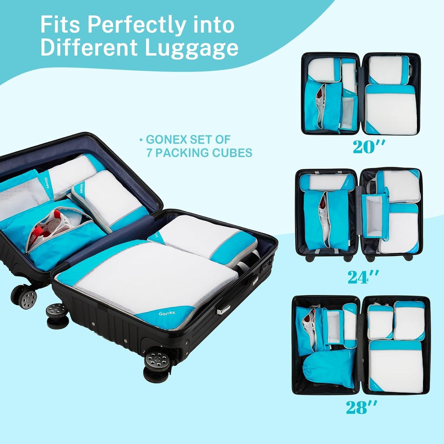 Compression Packing Cubes, Gonex Extensible Storage Mesh Bags Organizers