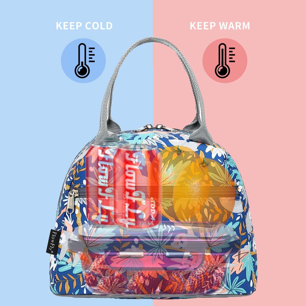 FlowFly Insulated Lunch Cooler Bag - Tote Bag Organizer for Women/Men, Sloth