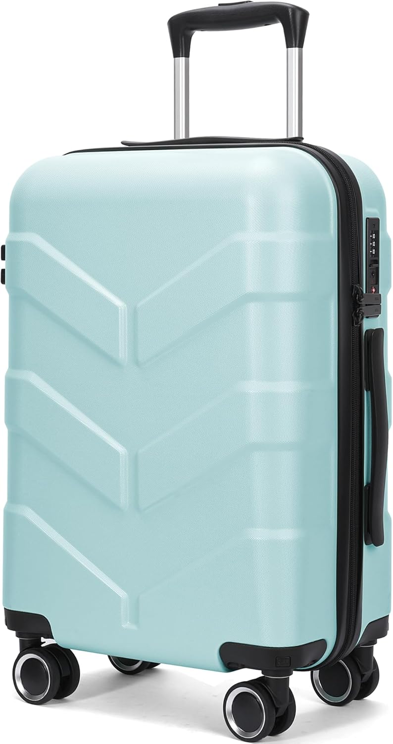Hardside Carry On Luggage 22x14x9 Airline Approved with Spinner Wheels, Lightweight 20-inch Carry-On Suitcase for Men & Women, Green