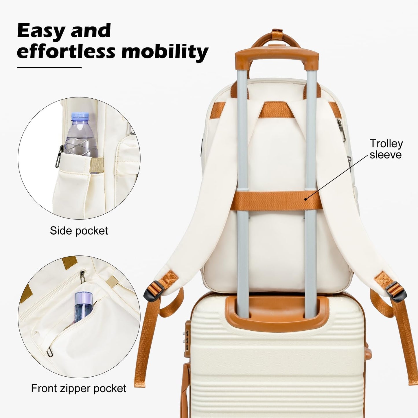 LONG VACATION 3 Piece Carry On Luggage Set with Backpack, 20 Inch Carry Suitcase with Spinner Wheels, ABS+PC Hardshell Suitcase set with TSA Lock & YKK Zipper