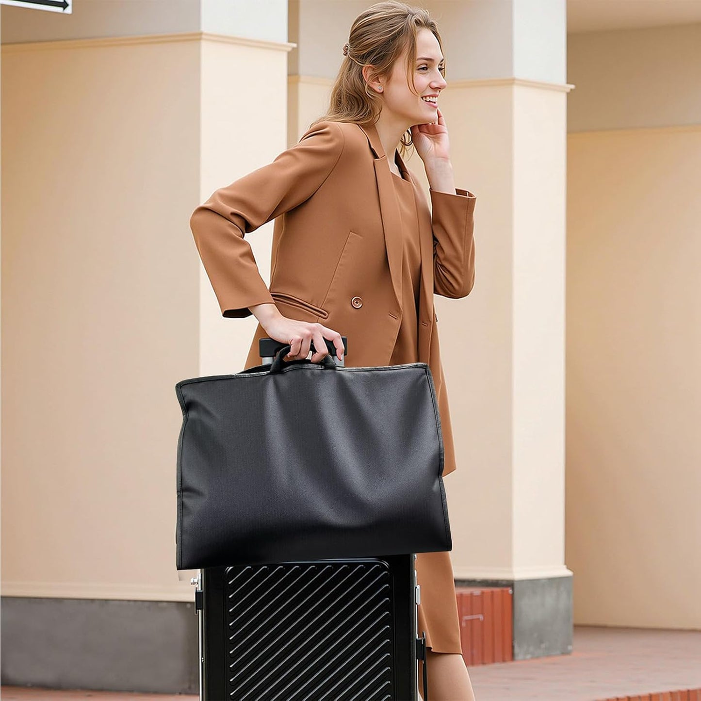 Garment Bag Travel Hanging Clothes: 43 Inch 2 Packs Fabric Breathable Foldable Zippered Pockets - Closet Storage Cover Packable - Men's Suit Shirts Uniform Jacket Jersey Tuxedo