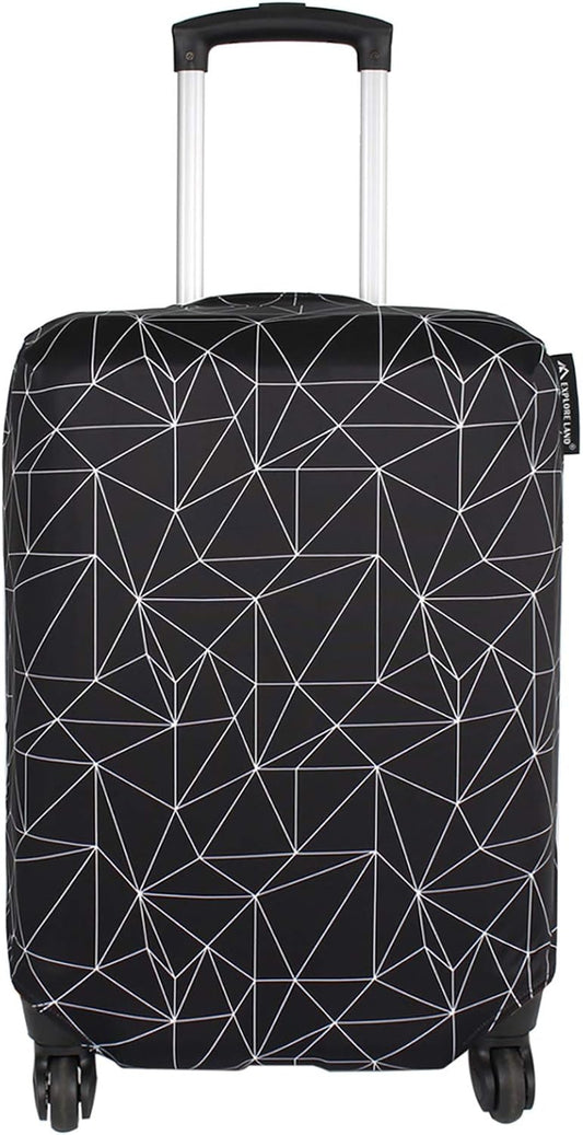Explore Land Travel Luggage Cover Suitcase Protector Fits 18-22 Inch Case (Black Polygonal, S)