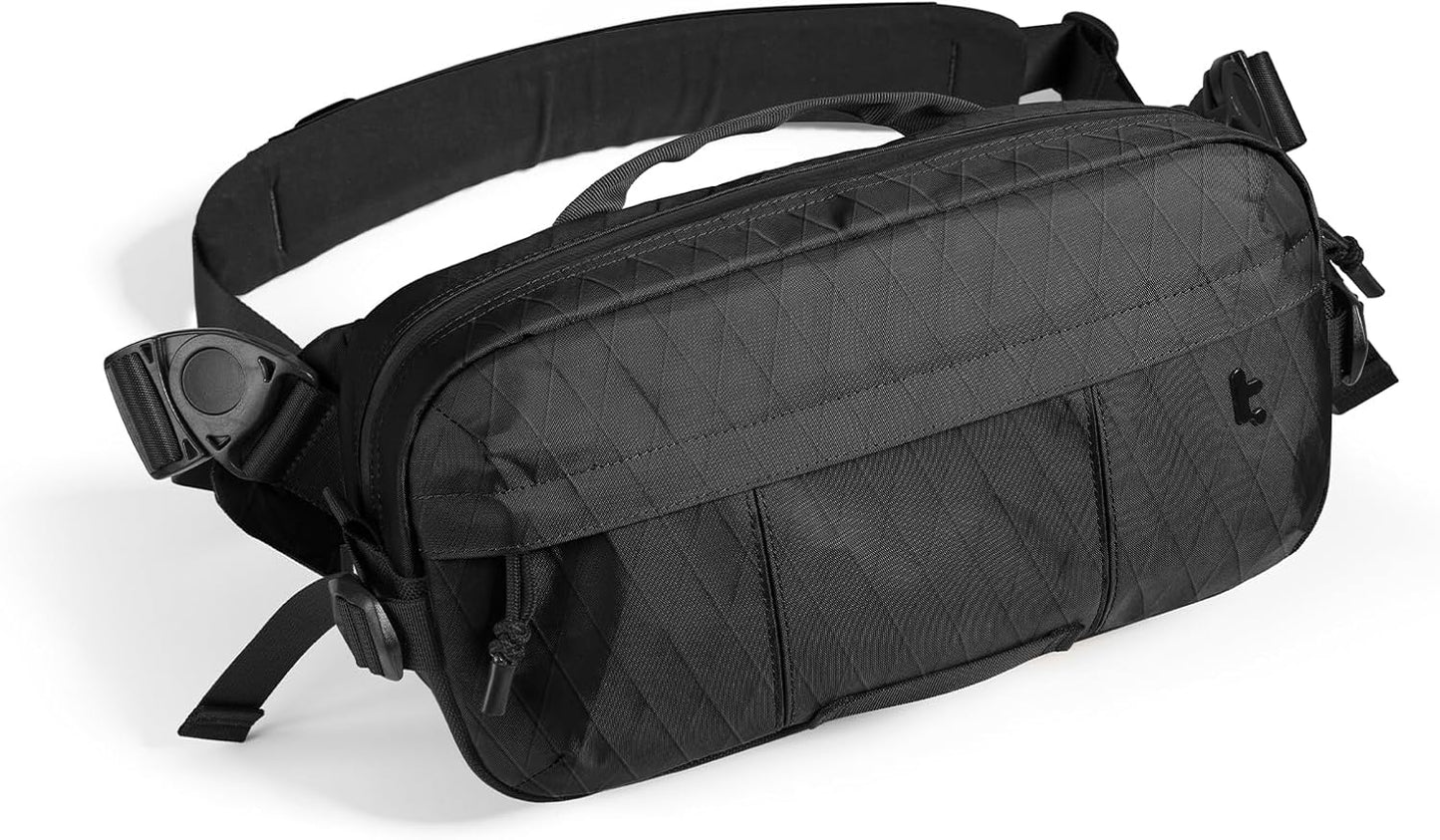 tomtoc 5.5L X-Pac Sling Bag for Nintendo Switch 2, Heavy Duty Crossbody Bag for Men, Water-resistant Carry Chest Daypack Travel Shoulder Pack for Steam Deck OLED, ROG Ally X, iPad mini, Tactical