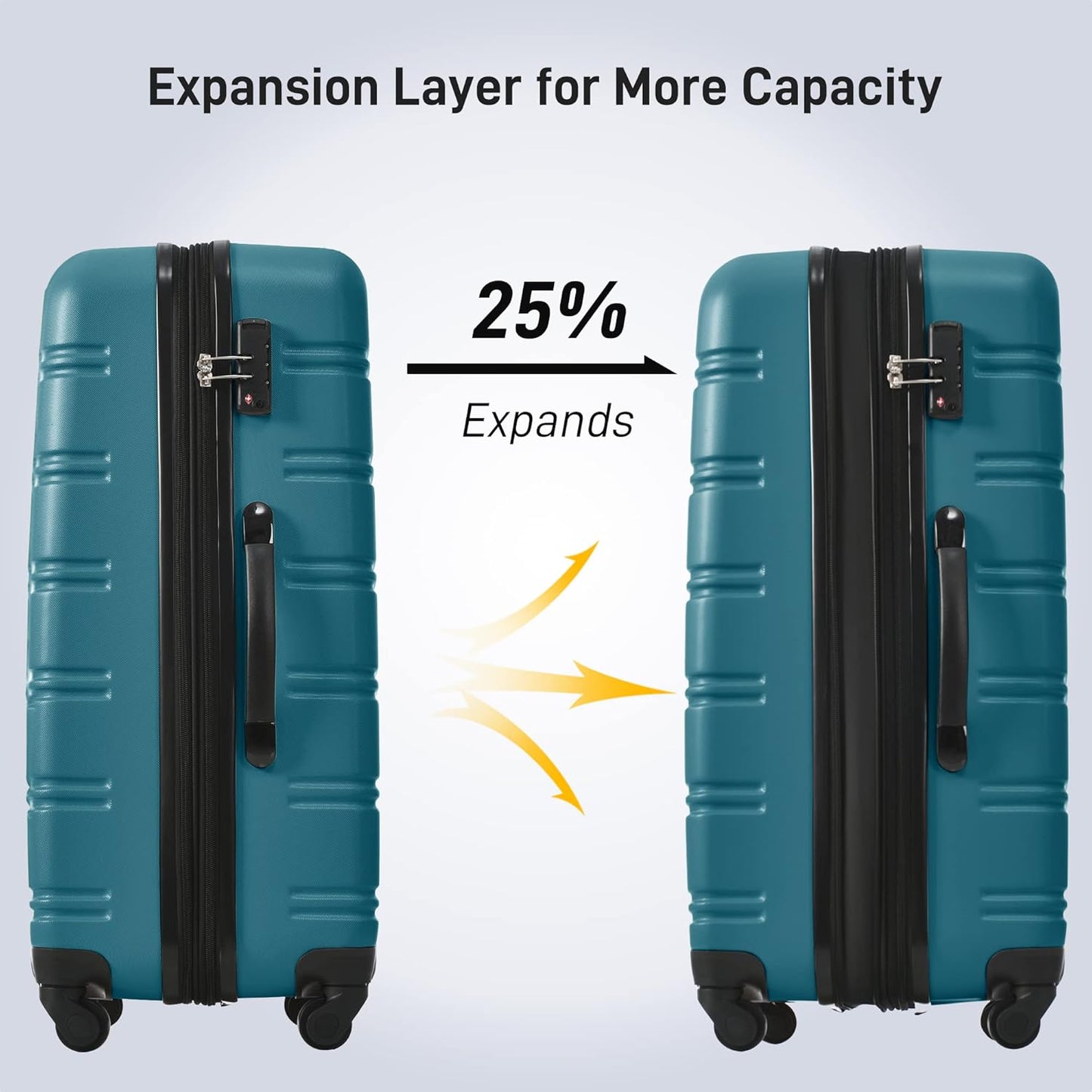 Merax Luggage sets of 13 Piece 16 20 20 28 IN Carry on Luggage Hard Case Green Luggage Expandable Checked Luggage Suitcase Set with Wheels
