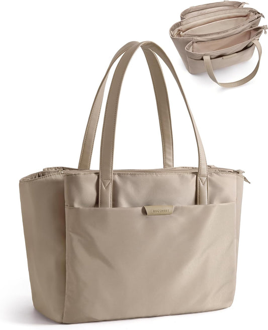 BAGSMART Tote Bag for Women with Compartments, Work Tote Bag with Zipper Women Purse Crossbody Shoulder Handbag with Strap