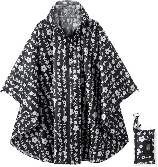 Rain Poncho Jacket Coat Hooded Zipper Style for Women/Men/Adult with Pocket