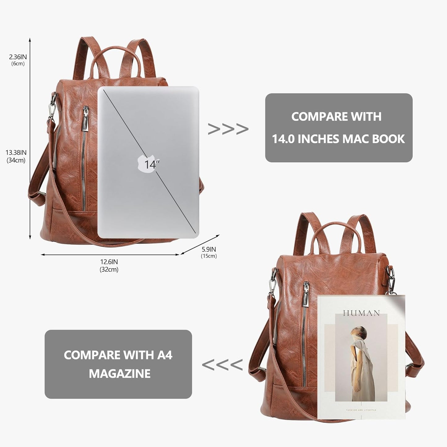 Women Backpack Purse PU Leather Anti-theft Casual Shoulder Bag Fashion Ladies Satchel Bags
