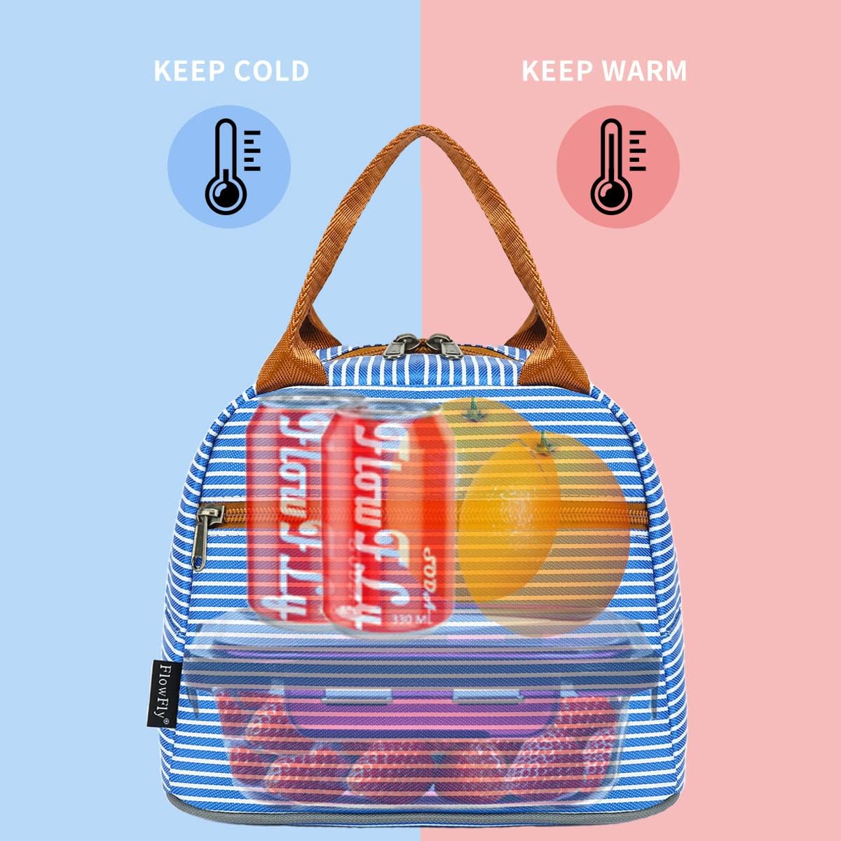 FlowFly Insulated Lunch Cooler Bag - Tote Bag Organizer for Women/Men, Royal