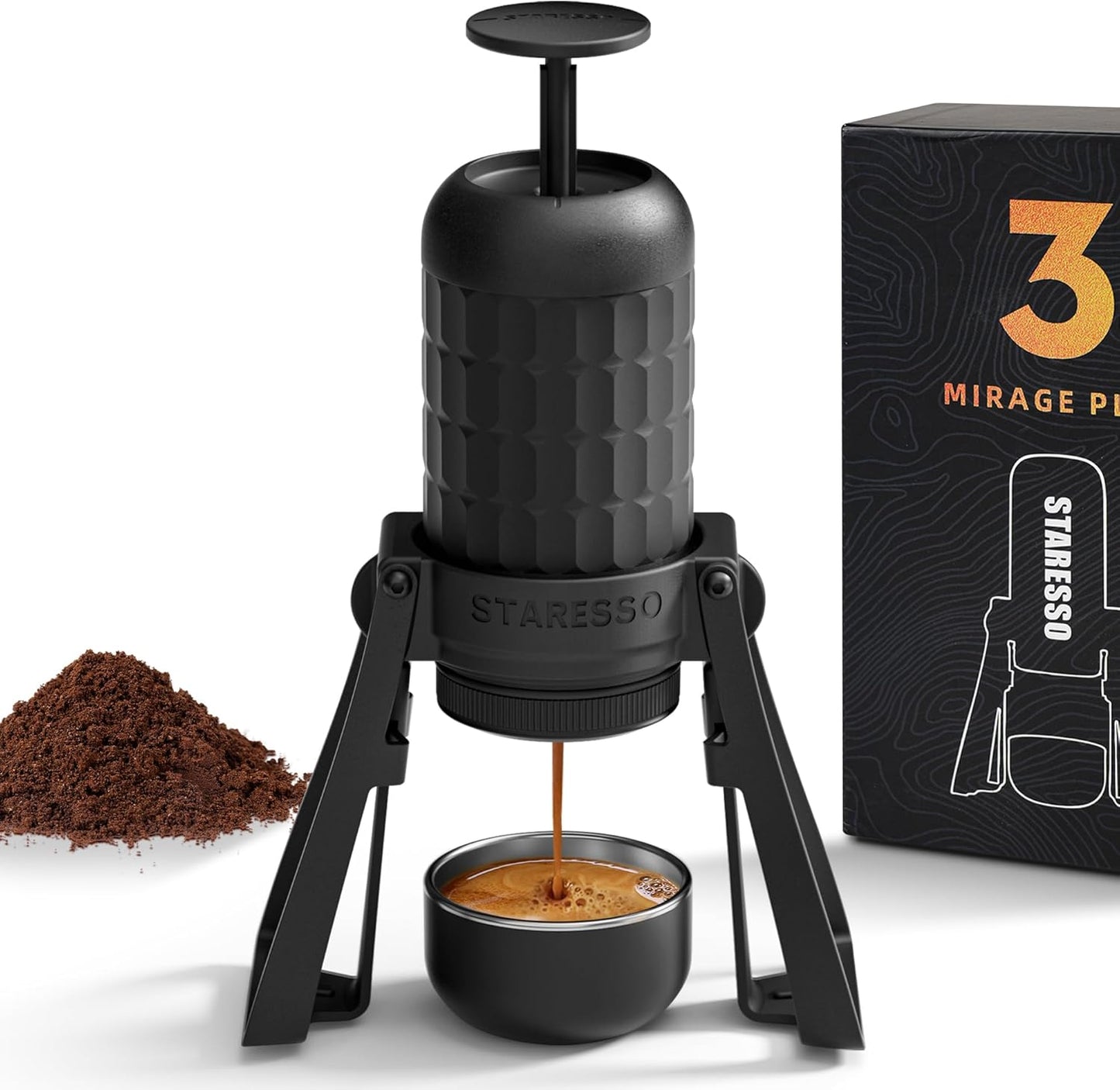 STARESSO PLUS SP300 Espresso Machine, Manual Portable Coffee Maker Compatible Ground Coffee with Pressurized Filter, Espresso Maker for Home Travel Camping Office, Non-Electric