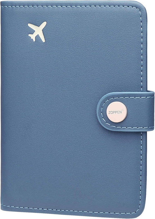 ZOPPEN Passport Holder Women, Passport Cover Travel Wallet Rfid Blocking Passport Wallet Cover Case Travel Essentials Document Organizer, Denim Blue