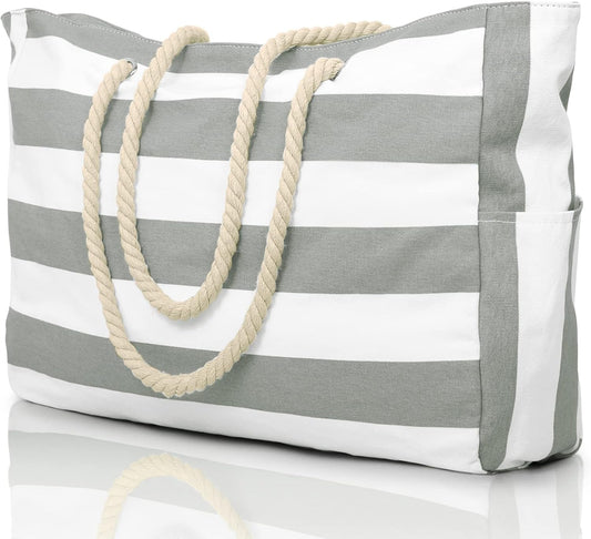 Becokan Beach Bags for Women Large Waterproof Beach Tote Bag Zipper Beach Bags Waterproof Sandproof Swim Pool Bag Large Tote