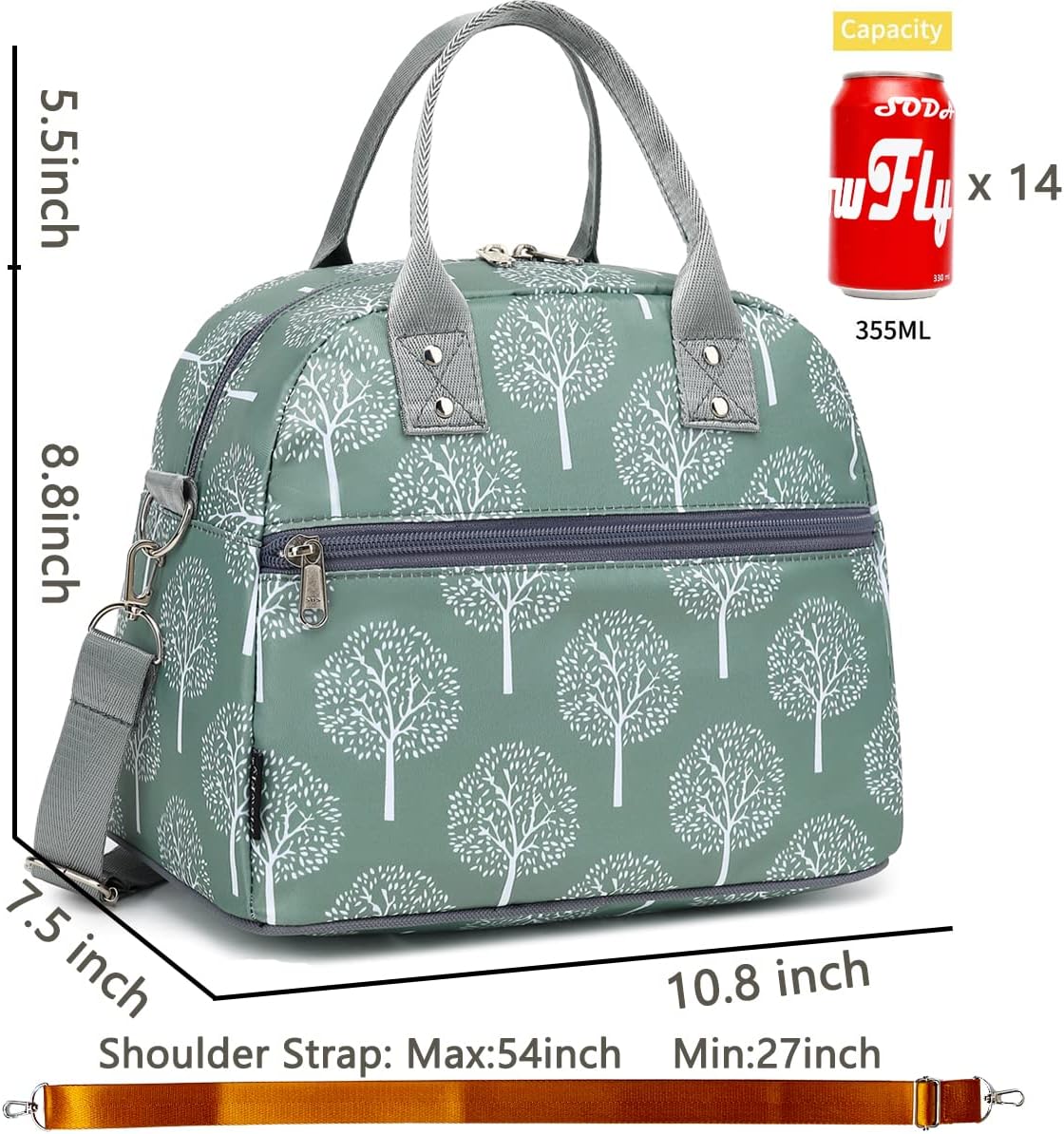 FlowFly Insulated Lunch Bag With Shoulder Strap for Women, Men, and Kids, Large and Reusable, Handle, Freezable Work and School Travel Tote and Meal Prep Organizer,Dandelion