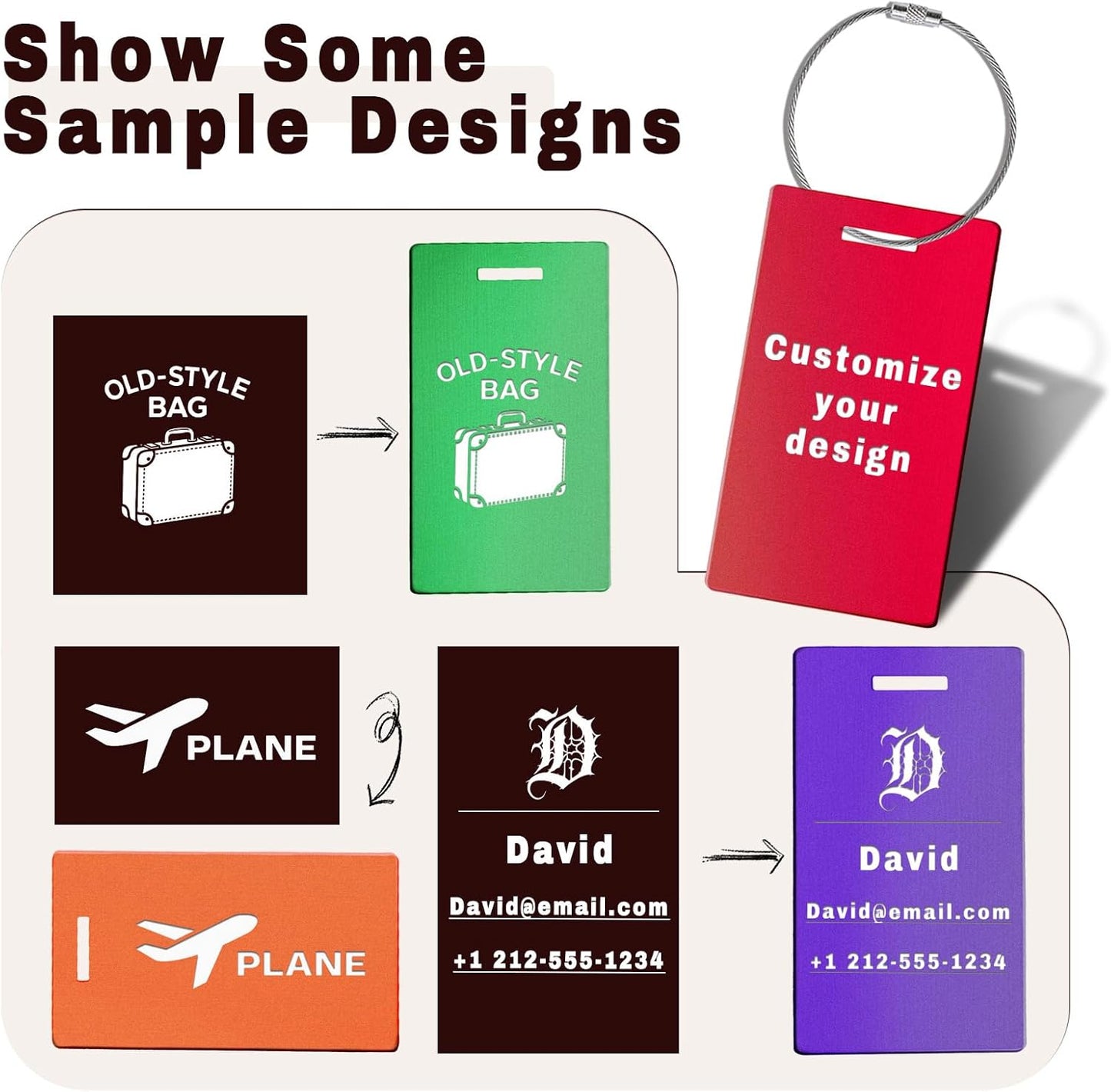 4PCS Personalized Luggage Tags for Travel Durable Aluminium Luggage Tags for Suitcases Custom Bag Tags for Backpacks Heavy Duty Personalized Name Tags for Birthday Gifts(Small,Green)