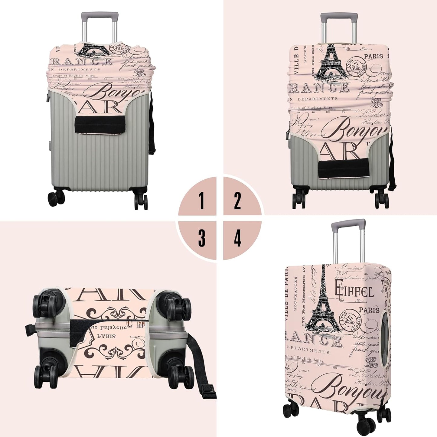 Travel Luggage Cover Suitcase Protector Fits 18-32 Inch Wheel Covers PatternedTravel Related Items Flower Luggage Protector Elastic M