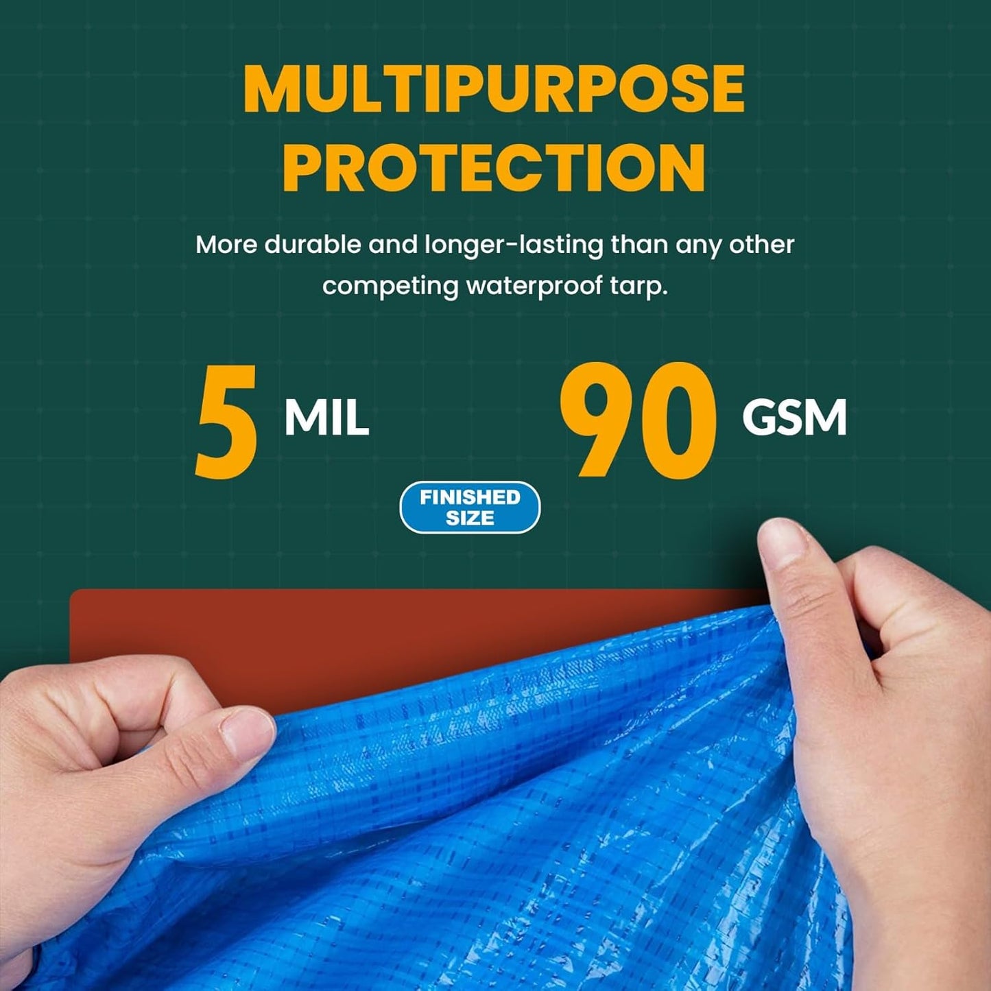 Tarp Cover Blue Waterproof 10x10 2-Pack Great for Tarpaulin Canopy Tent, Boat, RV Or Pool Cover!!! (Standard Poly Tarp 10'X10')