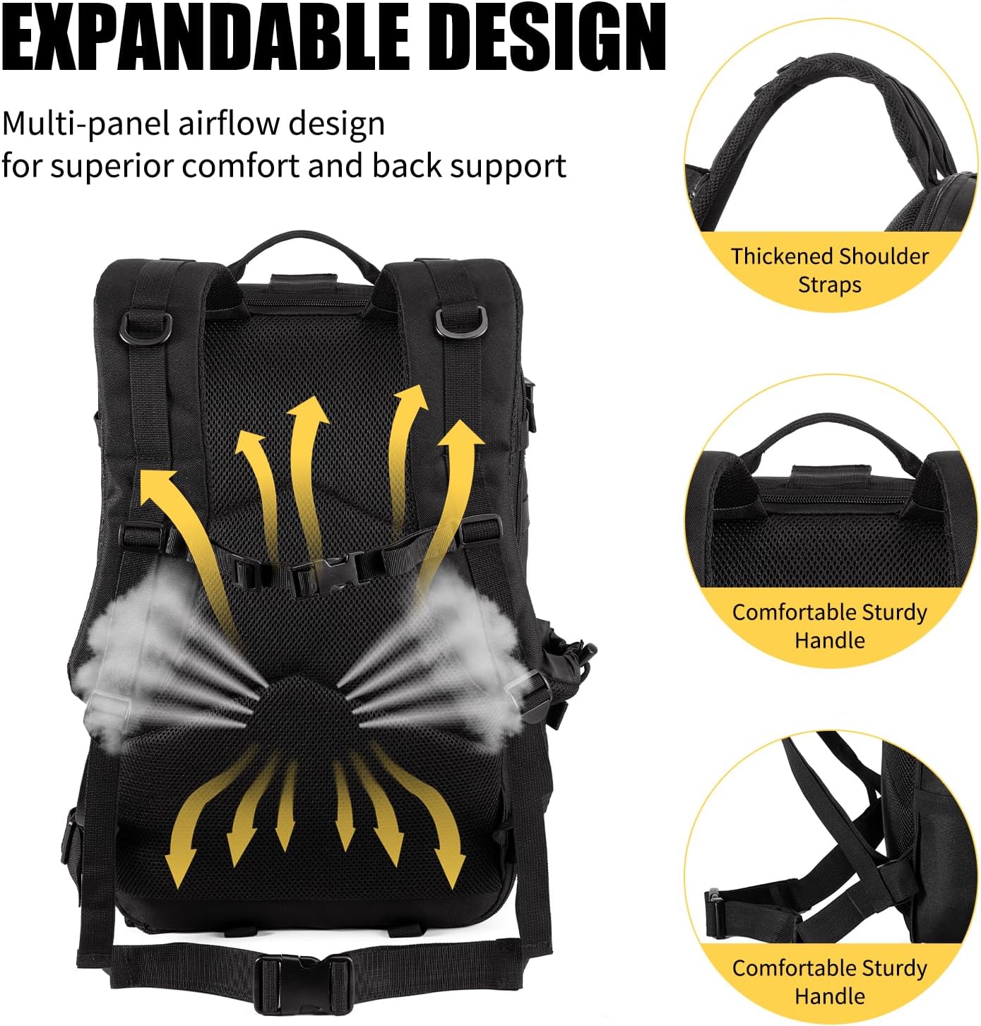 Tactical Backpack for Men, 40/50L Expandable Military Backpack, Waterproof MOLLE Hiking & Camping Rucksack, Assault Pack & Bug Out Bag for Outdoor, Work Backpack