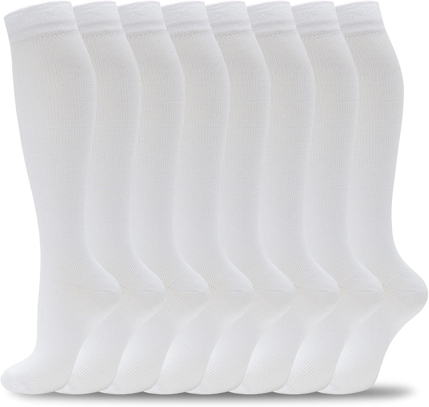 Compression Socks for Women Men Circulation Knee High 8 Pairs for Nurses, Running, Travel, Athletic