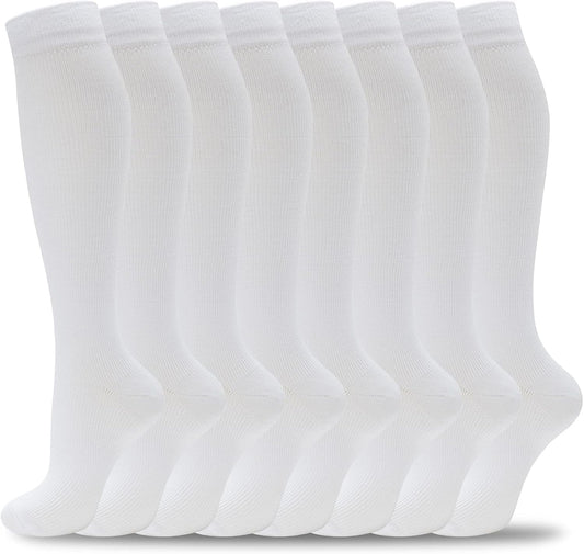 Compression Socks for Women Men Circulation Knee High 8 Pairs for Nurses, Running, Travel, Athletic