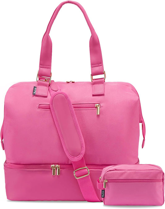 Weekender Bags for Women, Large Travel Duffel Bag with Shoes Compartment, Carry On Overnight Tote Bags with Toiletry Bag