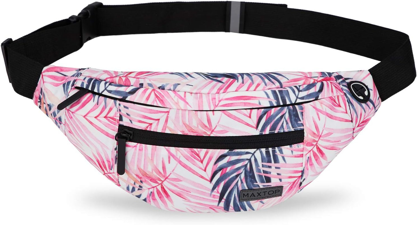 MAXTOP Large Crossbody Fanny Pack with 4-Zipper Pockets,Gifts for Enjoy Sports Festival Workout Traveling Running Casual Hands-Free Wallets Waist Pack Phone Bag Carrying All Phones