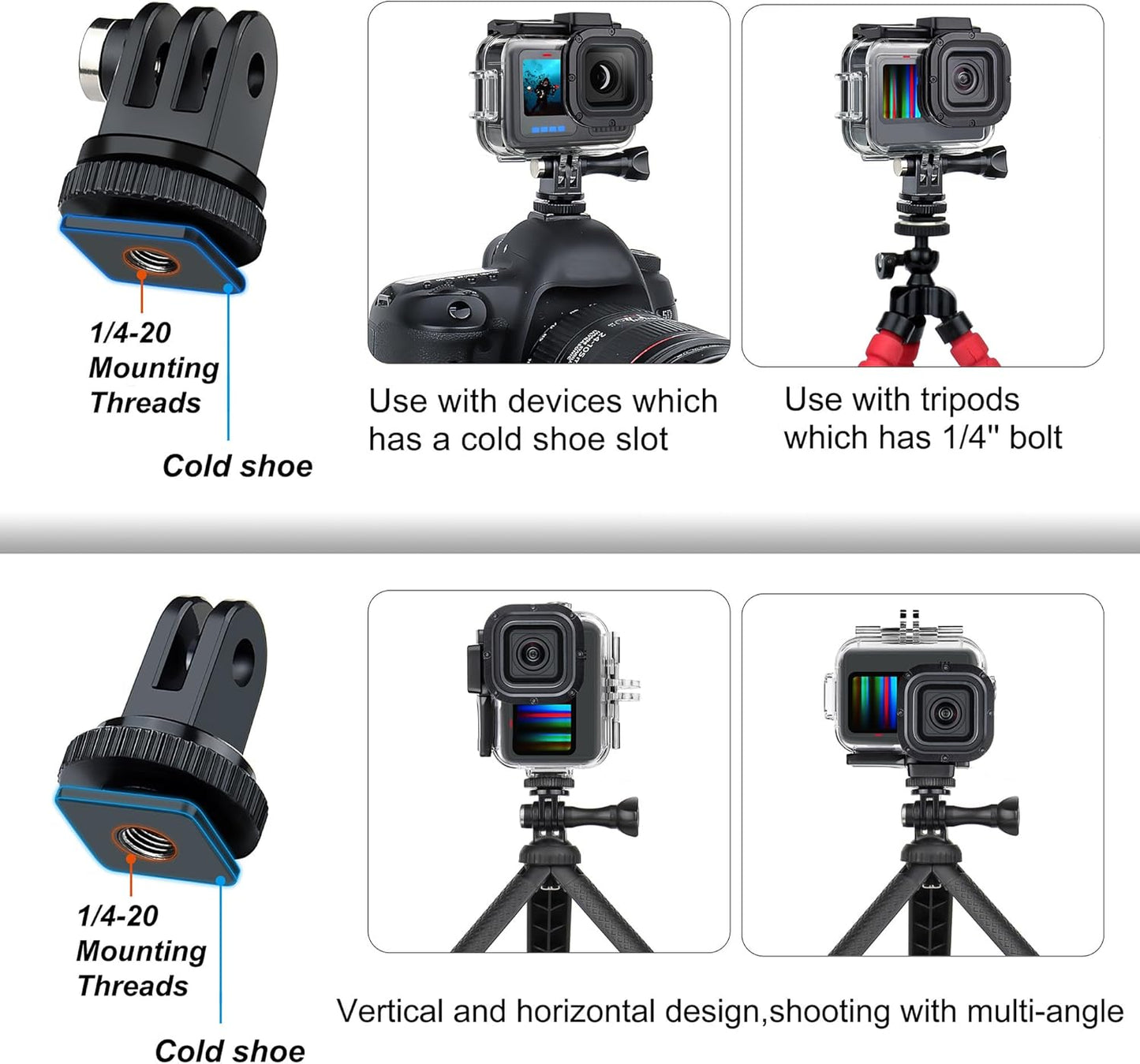 SOONSUN Waterproof Case with Dive Filters for GoPro Hero 13/12 / 11/10 / 9 Black, 196 Feet Underwater Protective Dive Housing Case with Red, Light Red, Magenta, 5X Close-up Macro Filters