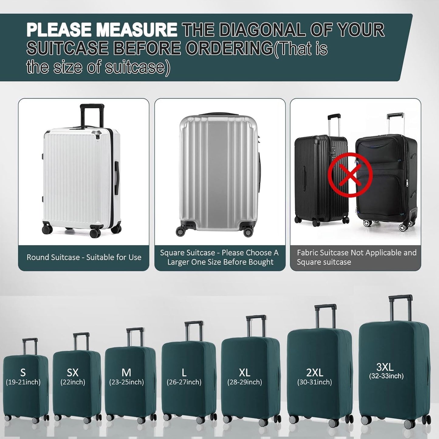 Travel Luggage Cover Suitcase Protector Scratch-Resistant Fit 19-31 Inch Suitcase, Not Included Suitcase (Avocado Green, S(19-21 inch))
