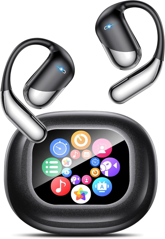AI Translation Earbuds: Real-Time 144 Languages Translator Earphones, Audifonos Traductores Inglés Español, Bluetooth 5.4, OWS Open Ear & LCD Touch, Ideal for Travelers, Business & Language Learners