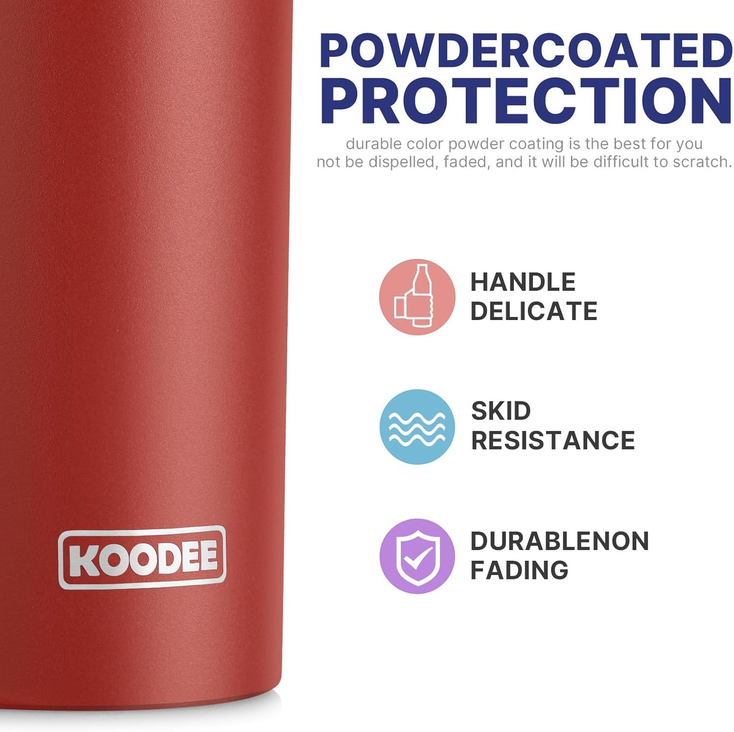 koodee Coffee Tumbler 20 oz Stainless Steel Double Wall Vacuum Insulated Skinny Tumbler with Lid and Straw, Beach Cup for Women and Girls(Canyon Red)