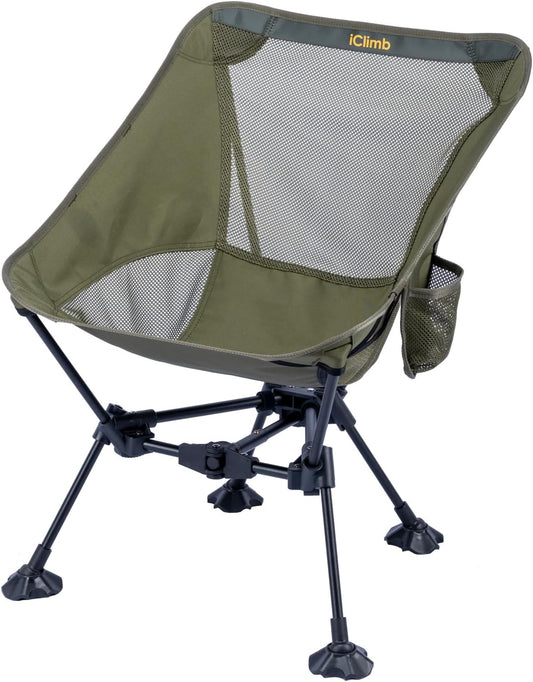 iClimb Ultralight Compact Camping Folding Beach Chair with Anti-Sinking Large Feet