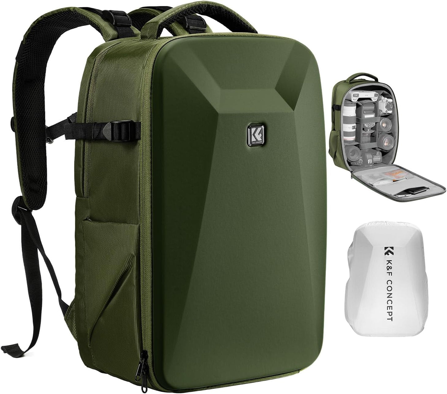 K&F CONCEPT Camera Backpack,Hardshell Photography DSLR Camera Bag with 15-15.6 Inch Laptop Compartment Waterproof Hard Shell Camera Case Compatible with Canon/Nikon/Sony/DJI Mavic Drone