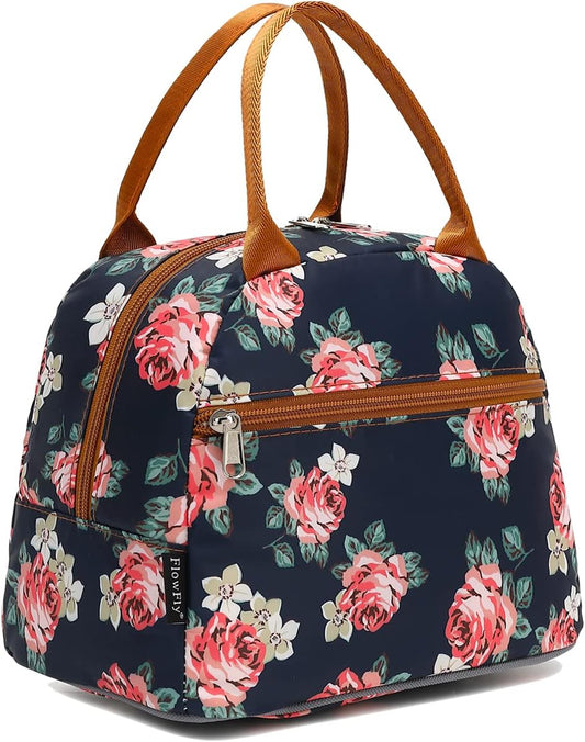 FlowFly Insulated Lunch Cooler Bag - Tote Bag Organizer for Women/Men, Rose