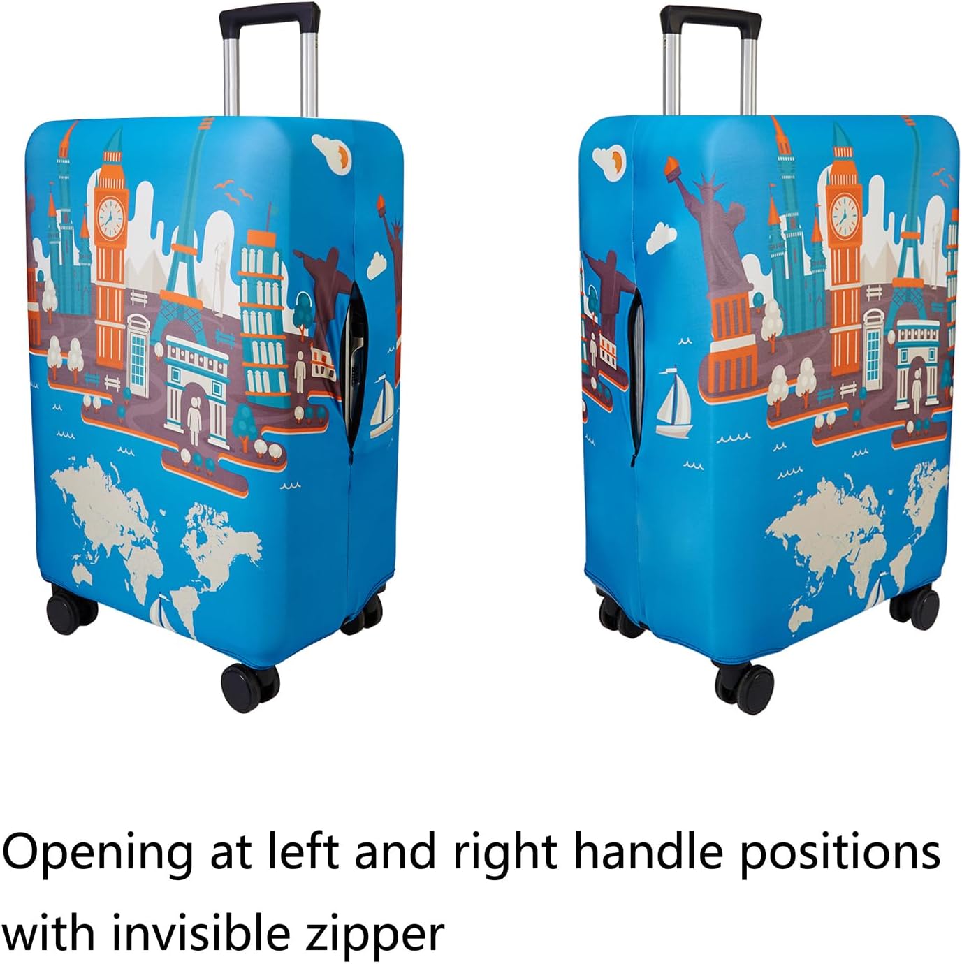WUJIAONIAO Travel Luggage Cover Baggage Suitcase Cover Protector Skins 18-32 Inch (Eiffel Tower, XL (for 29-32 inch luggage))