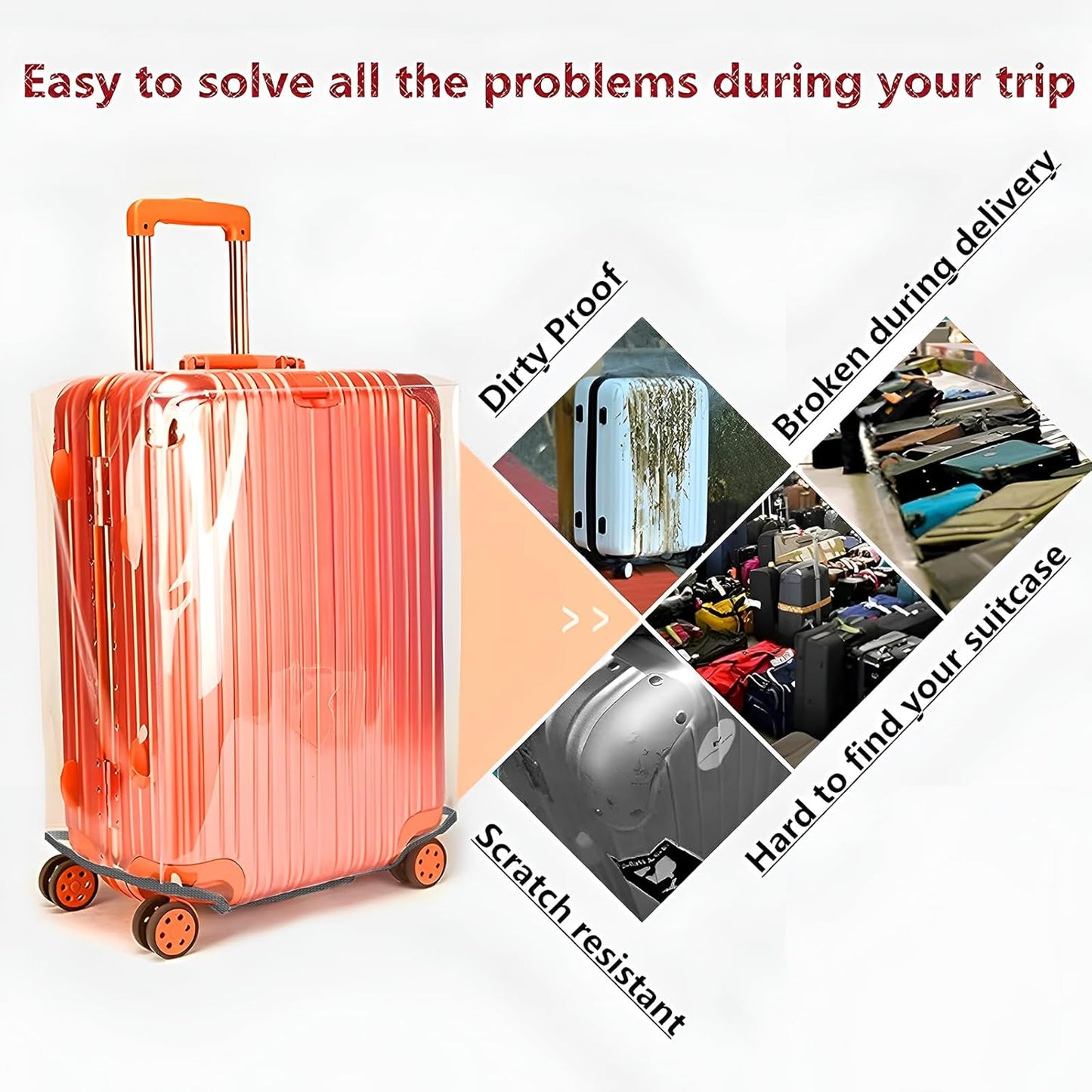 Luggage Cover 28 Inch TSA Approved,Full Clear 3mm Thickness Suitcase Cover for Luggage Suitable 28-29 Inch Suitable for Long Travel Accessories