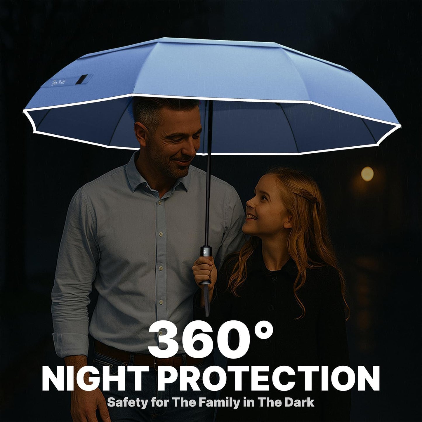 Royal Walk Windproof Folding Travel Umbrella Compact and Strong Luxurious Real Wood Handle Automatic Open Close Vented Double Canopy for Men and Women