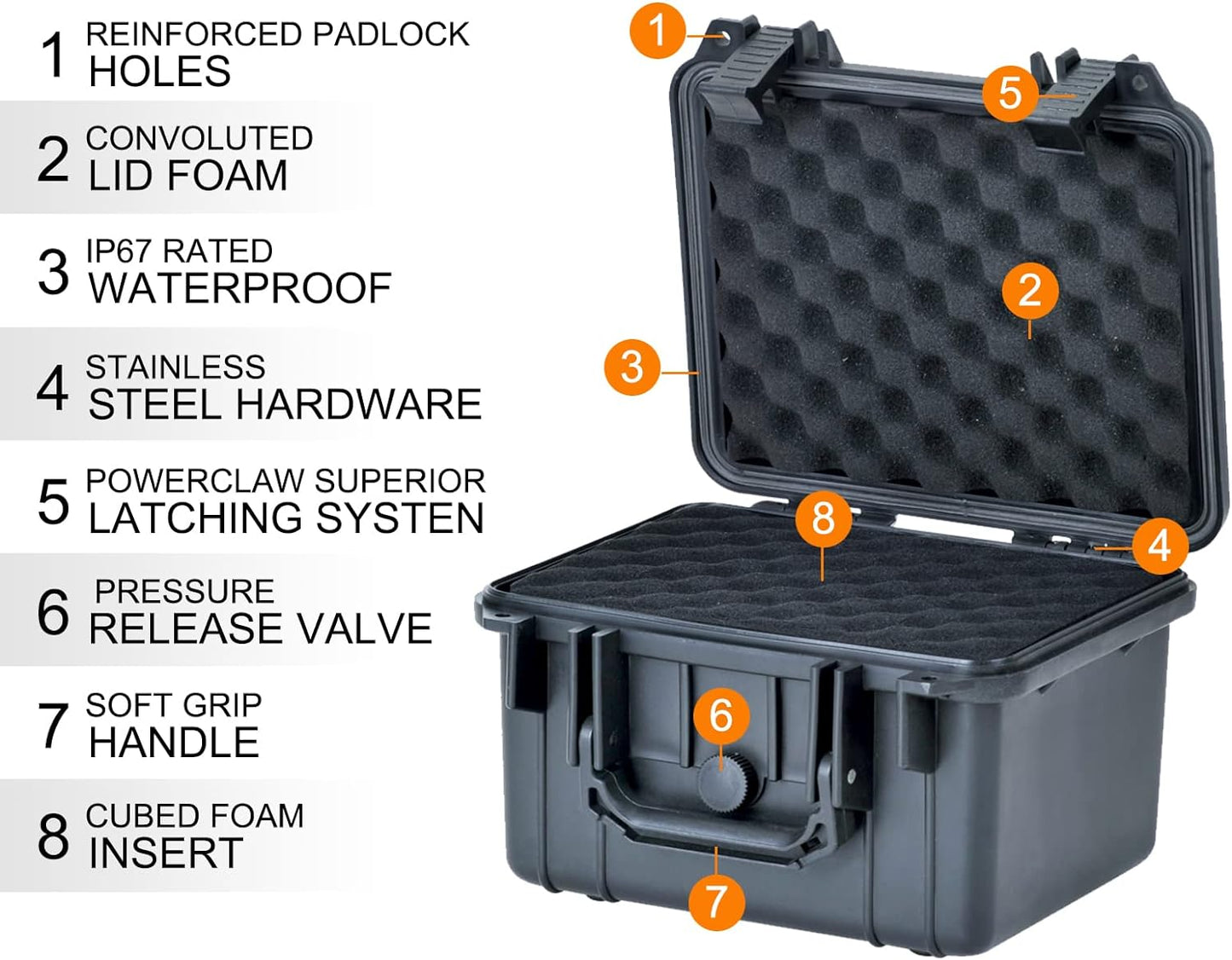 MEIJIA Portable All Weather Waterproof Camera Case With Foam,Fit Use of Drones,Camera,Equipments,Elegant Black,10.62 x9.68x6.87inches