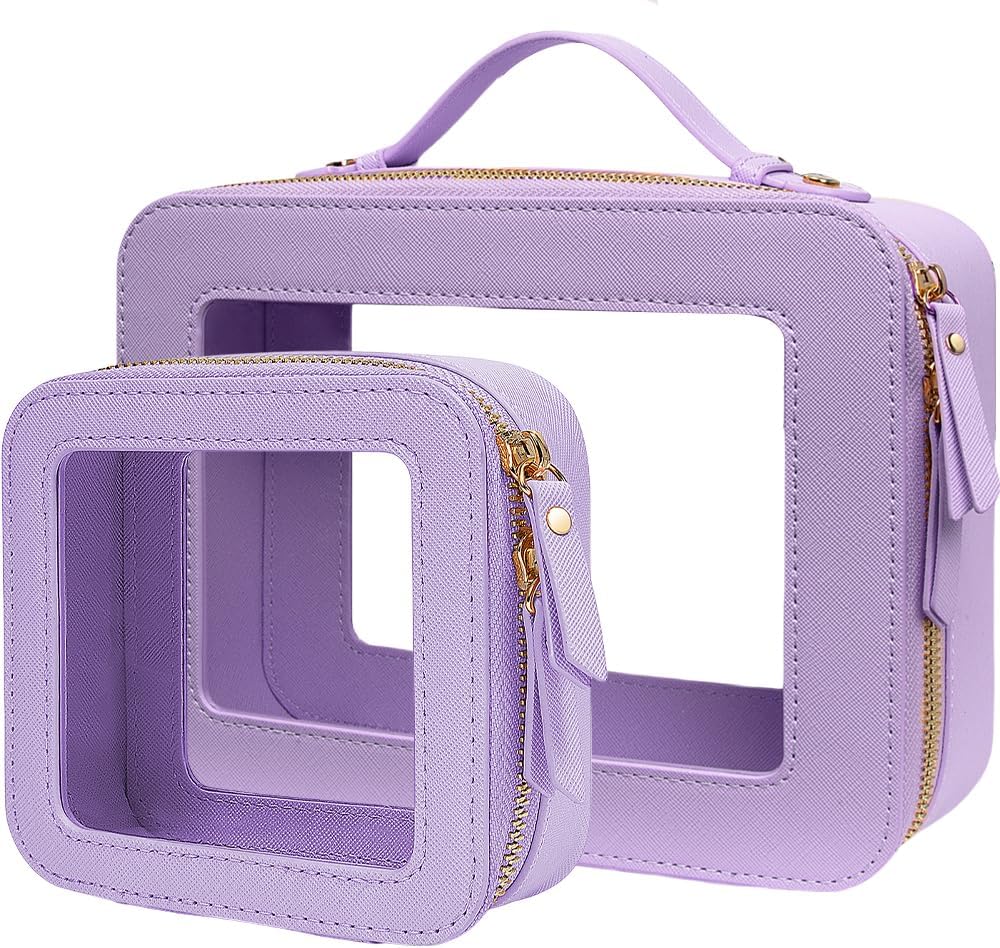 Clear Makeup Bag Small, TSA Approved Portable Toiletry Bag with Zipper Cosmetic Travel Bag Makeup Organizer Case Mini Makeup Pouch for Purse Car Organizer Bag for Women Men