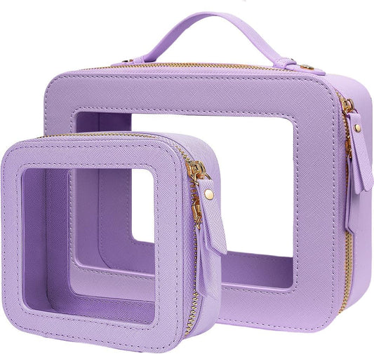 Clear Makeup Bag Small, TSA Approved Portable Toiletry Bag with Zipper Cosmetic Travel Bag Makeup Organizer Case Mini Makeup Pouch for Purse Car Organizer Bag for Women Men